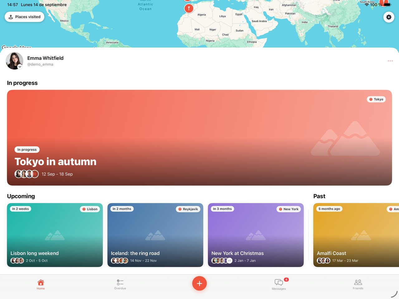 Every trip at a glance