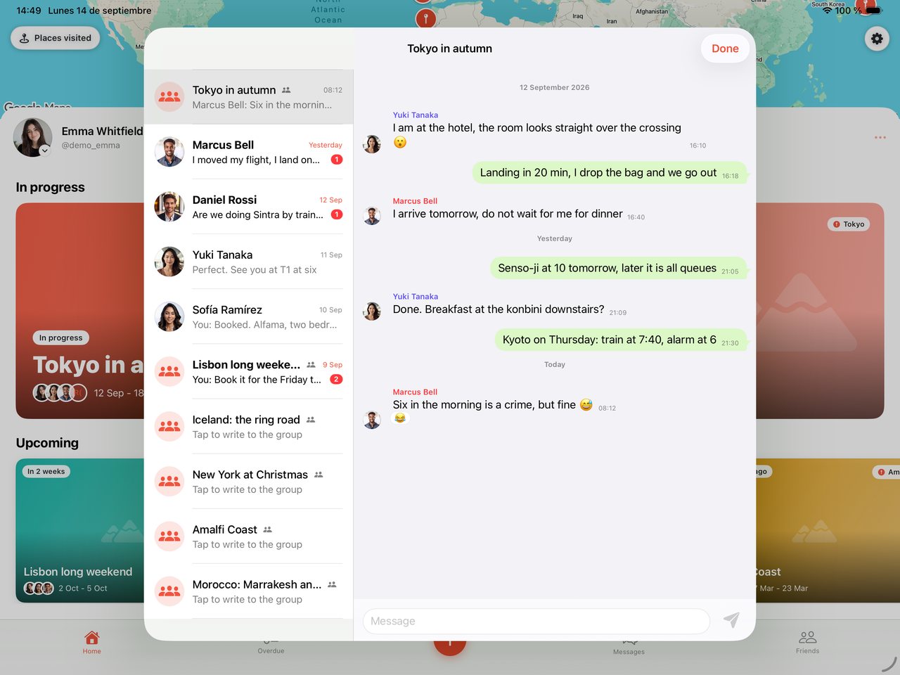 Talk to the group without leaving the trip